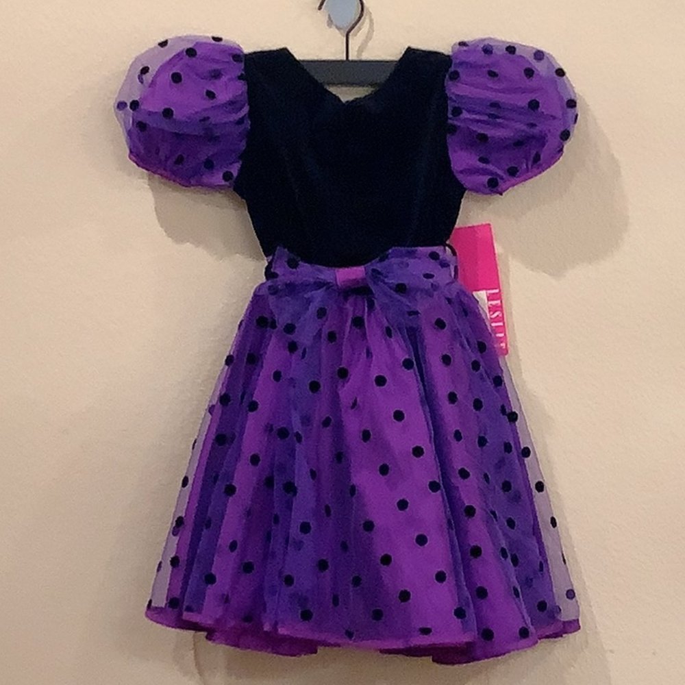 Purple polk-dot dress Size: 6X